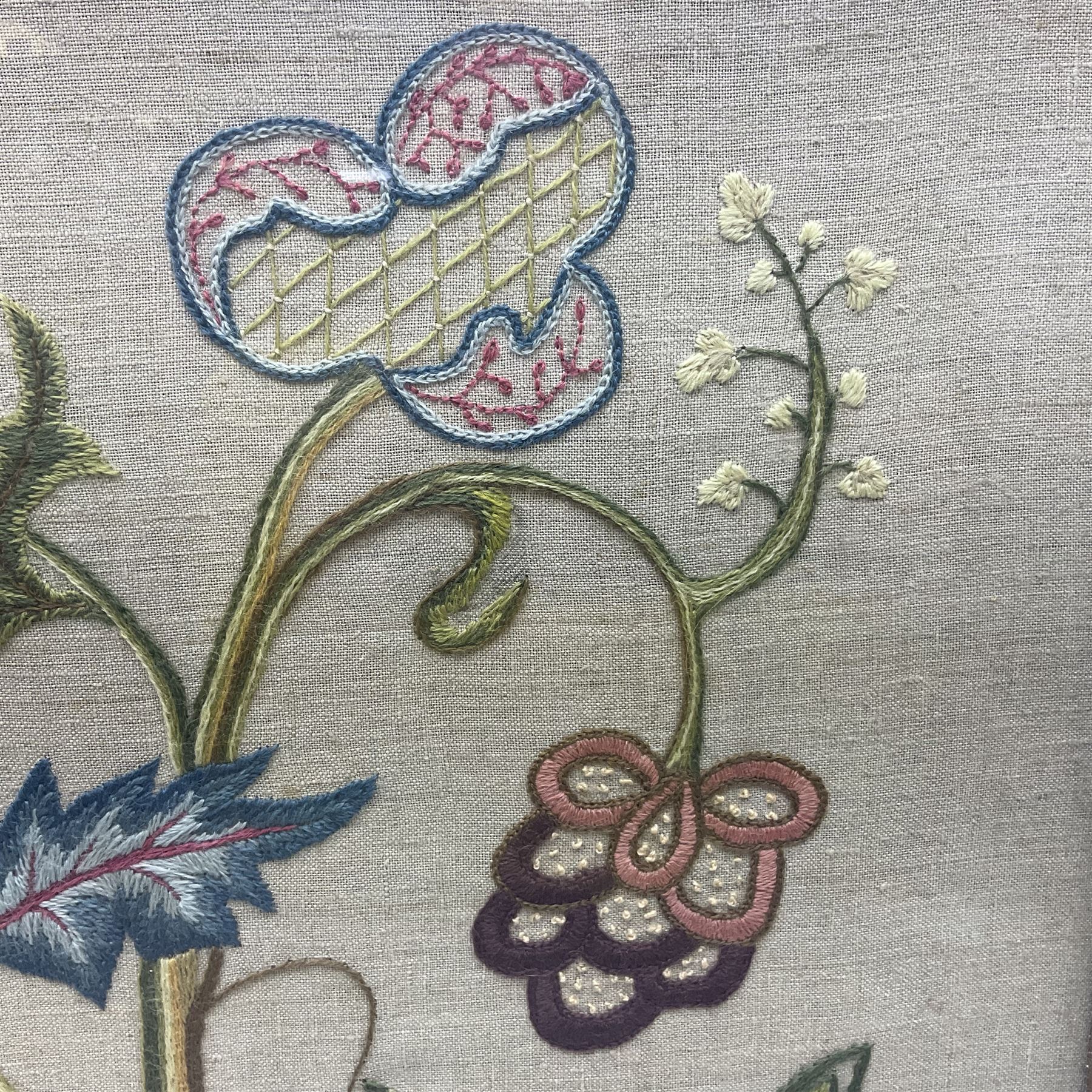 Tapestry fire screen depicting a landscape, with barley twist legs, H72cm
