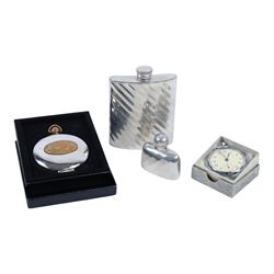 The Dalvey Pocket Cup, together with two Abbeydale pewter hip flasks and 1960's Services a...