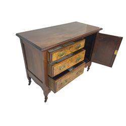 Late Victorian walnut sideboard, fitted with three drawers and single cupboard