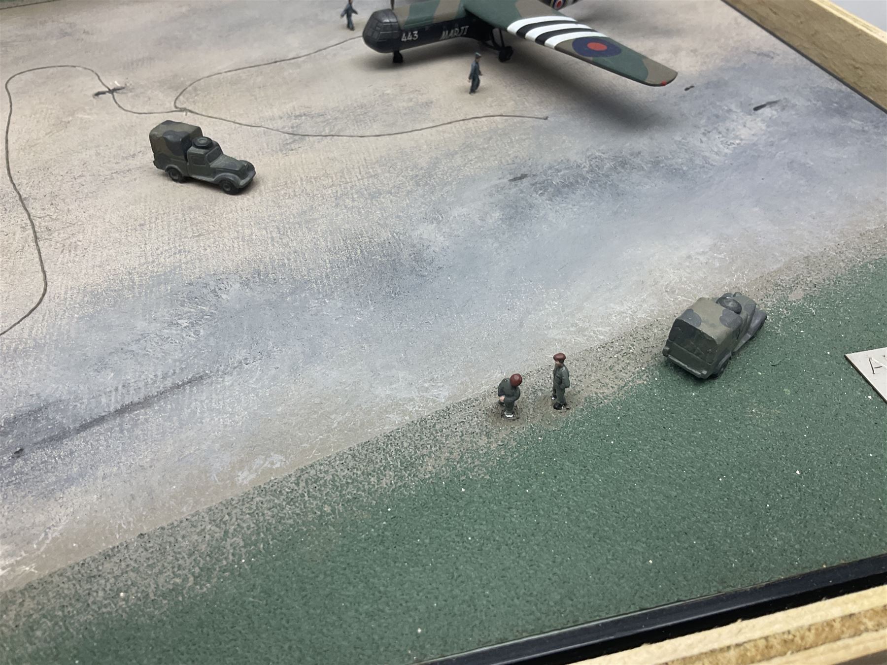 Diverse Images Aircraft Collection hand crafted English pewter model of a Stirling Airborne Assault Diorama with Horsa MKI and Stirling MKIV aircraft; 1:144 scale, signed Mike Daucey; limited edition plaque No.16/50; 36 x 60cm; in wooden box