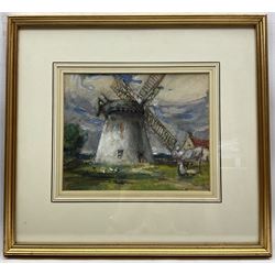 Rowland Henry Hill (Staithes Group 1873-1952): Hanging out Washing at Ugthorpe Mill, watercolour signed 21cm x 26cm