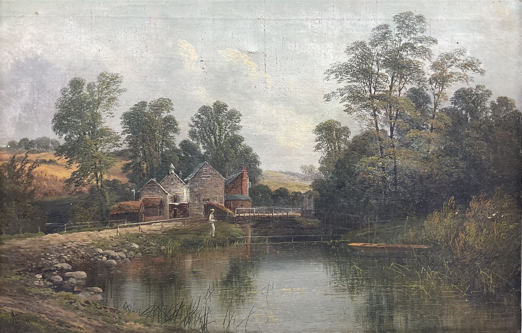 Robert Weir Allan (Scottish 1852-1942): Fisherman at 'Wood Mill Nr. Southampton', oil on canvas signed, titled verso 40cm x 60cm