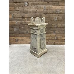Cast stone garden buff square chimney pot,