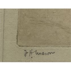 Frank Henry Mason (Staithes Group 1875-1965): 'The Disperse 1918', dry point etching signed in pencil, limited edition of 100 Fine Art Trade Guild No.1, 12cm x 24cm