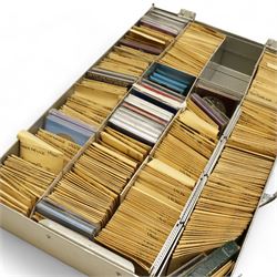 Great British and World coins, including pre-decimal halfcrowns, two shillings etc, decimal old style large five pence pieces, German pre-Euro coinage with 1972 and 1987 ten deutsche mark coins etc, housed in ten ring binger folders and a metal hinged top box