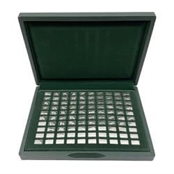 '100 Greatest Cars', set of one hundred silver miniature car ingots by John Pinchers, in presentation box 