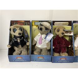 Ten Meercat toys including Sergi, Yakov, Vassily, Maiya, Oleg as BB-8 etc, all in card displays mostly with certificates