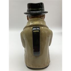 Royal Doulton toby jug of Winston Churchill H23cm and large character jug of Falstaff; together with four collector's plates by Royal Crown Derby, Royal Worcester and Limoges (6)