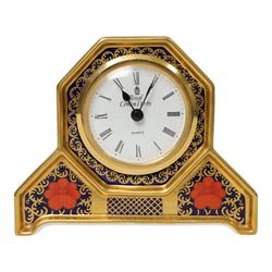 Royal Crown Derby 1128 Old Imari mantel clock, with box, H11cm
