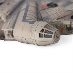 Code 3 Collectibles Star Wars Millennium Falcon  1:80 scale diecast replica, on display plinth with acrylic case, boxed, case H23cm, W40cm