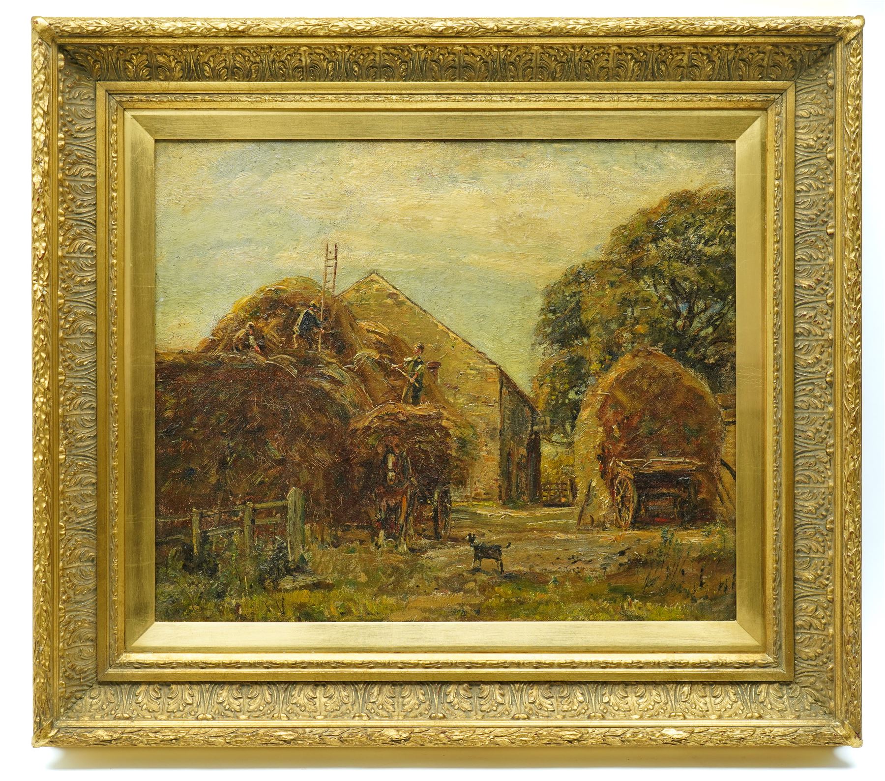 Herbert F Royle (British 1870-1958): The Stack Yard, oil on canvas signed 50cm x 60cm