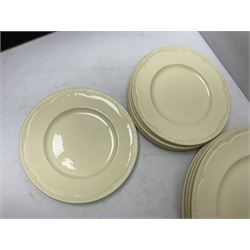 Clarice Cliff for Newport Pottery dinner wares, reg no. 840076, comprising two tureens, one with cover, dinner plates, dessert plates and side plates