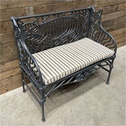 Richard Bawden (1936-2024); - Cat design painted cast iron garden bench