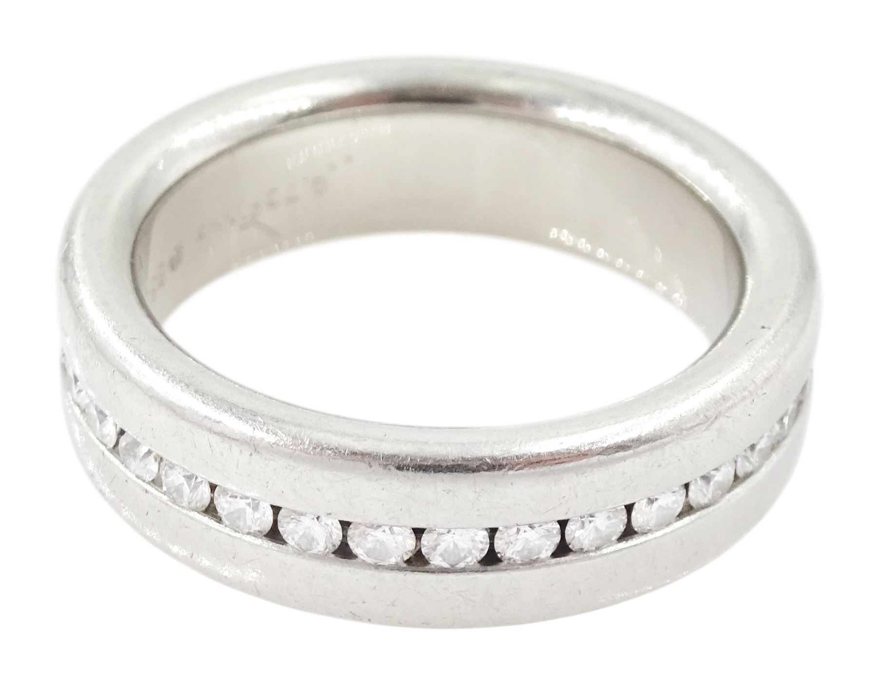 Henrich And Denzel platinum diamond full eternity ring, channel set with thirty-four round brilliant cut diamonds, stamped 950 PT, total diamond weight 0.73 carat