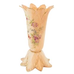 Royal Worcester blush ivory leaf moulded vase, leaf shape dish and a Royal China Works Worcester watering can, vase H21cm