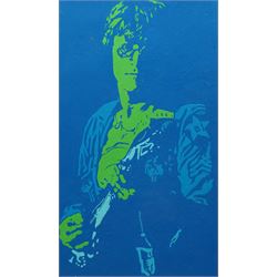 Pete (Peter) Marsh (British 1945-): John Lennon Playing Guitar, acrylic on board signed an...