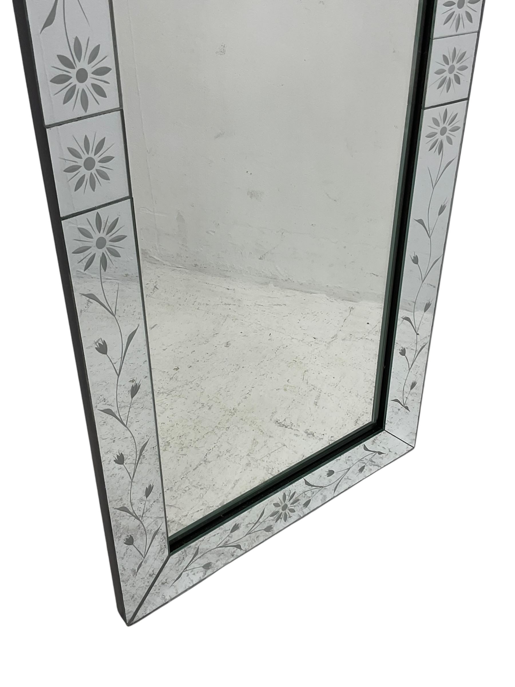 Laura Ashley - rectangular bevelled frameless mirror, decorated with trailing foliage and flower heads