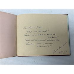 Mid 20th century autograph book, to include autographs from Beverley Sisters, Reg Varney, Ronnie Verrell, Betty Mitchell, etc, poems and verses etc