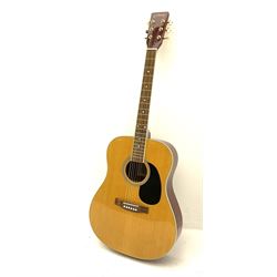 C. Giant acoustic guitar with mahogany back and ribs, bears label with no.4005-650-2, L104cm; in soft carrying case