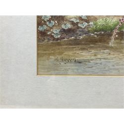 Horace Hammond (British 1842-1926): Children and Donkey in a Stream, watercolour signed 29cm x 45cm