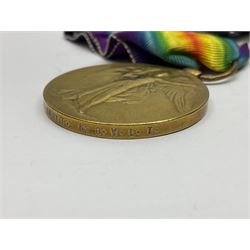 WWI trio of medals comprising British War Medal and Victory Medal awarded to 1815 Pte. W. Scott K.O.Y.L.I. and 1914-15 Star awarded to 200196 Pte. W. Scott Yorks. L.I.; with ribbons on wearing bar