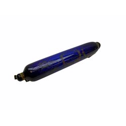 19th century Bristol blue glass rolling pin enamelled with The Great Australia Clipper-Ship, 'Love and be Happy' and verse within floral cartouches, L40cm
