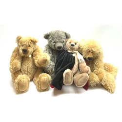 Four limited edition Deans teddy bears, each with jointed limbs and glass eyes, comprising Barnaby 139/200, Sunbeam 159/250, Smokey Joe with growler 45/300, and Phantom A Musical Bear 32/100, two with accompanying certificate. 