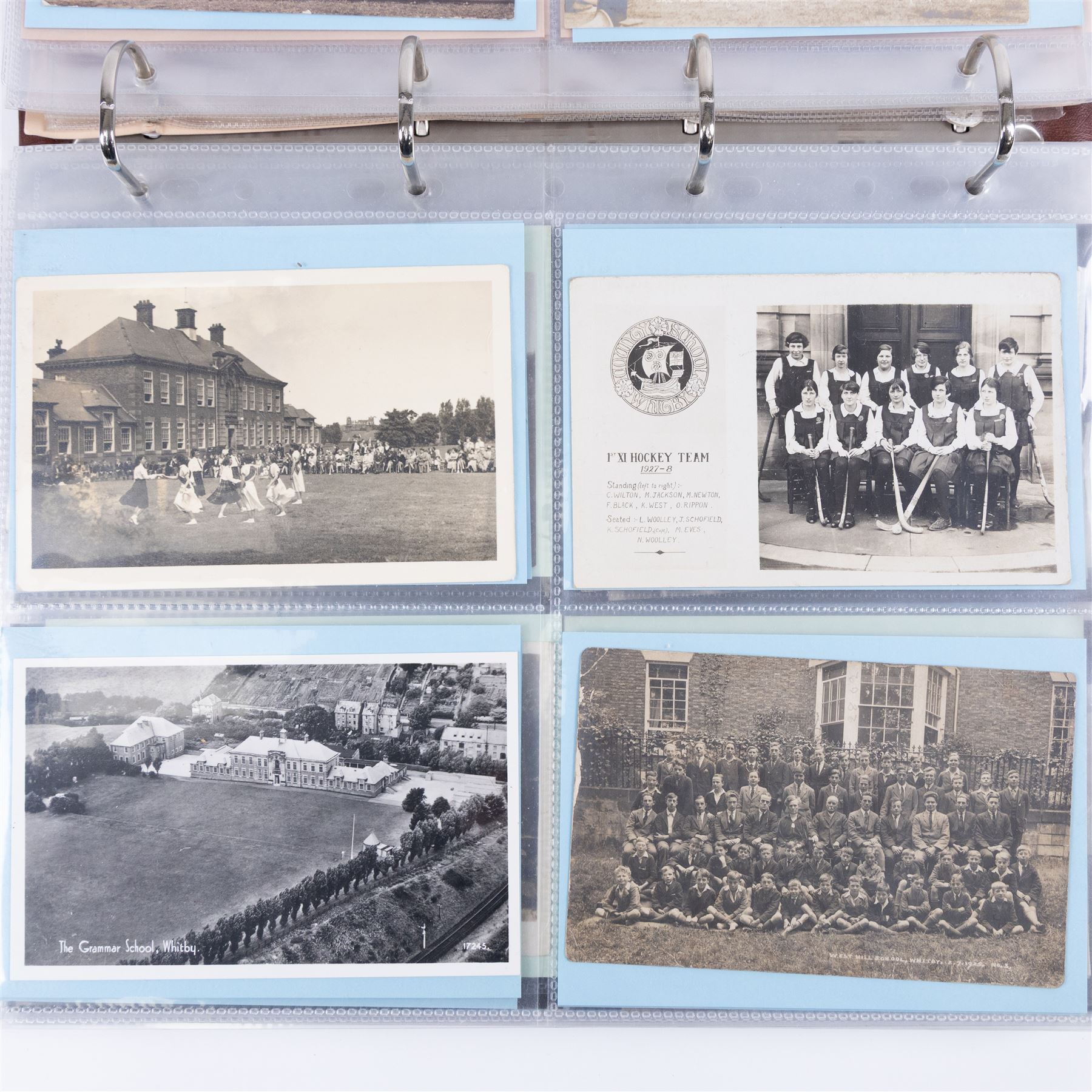 One-hundred and seventy two early 20th century Whitby view postcards, including a detailed collection documenting the destruction of Whitby following the bombardment by the German Fleet in 1914, a selection depicting the construction of the pier extensions, the opening of the new river drawbridge, a re-enactment of the medieval tradition of building the 'Penny Hedge' and the 1932 flooding of the town centre, together with a selection depicting social events at Spa, all housed within a Stanley Gibbons Picture Postcard Album