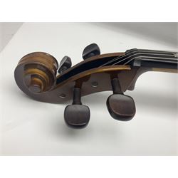 Stentor Student I quarter-size cello with 59.5cm two-piece maple back and ribs and spruce top; bears maker's label with serial no.M076096 L95.5cm overall; in Stentor soft carrying case with bow