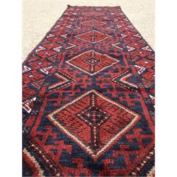 Meshwari red and blue ground runner, diamond pattern field