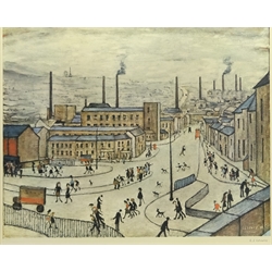  Laurence Stephen Lowry RA (Northern British 1887-1976): Huddersfield, limited edition coloured lithograph signed in pencil with Fine Art Guild blind stamp numbered KBB, 48cm x 58cm  DDS - Artist's resale rights may apply to this lot  
