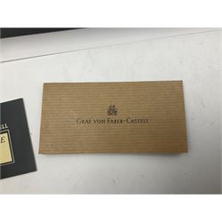 Graf Von Faber-Castell Pencil Cassette, housed in alder wood presentation box with mirrored hinged lid, containing platinum plated Perfect Pencil, sharpener, four erasers and four replacement pocket pencils with native alder handles hand-selected by Nuremberg woodcarvers, with certificate, cloth and original green box