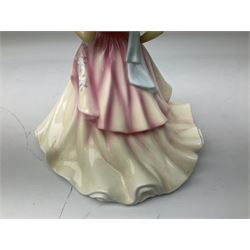 Five Royal Doulton figures from the Pretty Ladies collection, comprising Spring Ball HN5467, Autumn Ball 5465, Summer Ball HN5464, Summer HN5322 and Spring HN5321