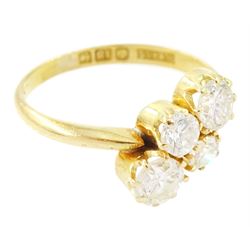 18ct gold diamond ring, set with four round brilliant cut diamonds, hallmarked, total diamond weight approx 1.25 carat