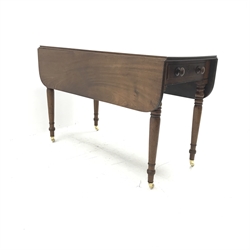Victorian mahogany drop leaf Pembroke table, single end drawer, D107cm, L102cm, H72cm