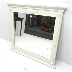  Rectangular white painted finish bevel edge mirror, Adams style swag, W110cm, H99cm  