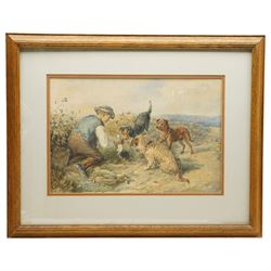William Edward Millner (British 1849-1895): Terriers Ferreting, watercolour signed with initials and dated 1867, 29cm x 43cm