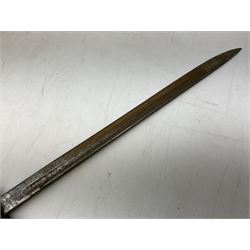 British Pattern 1907 bayonet with 43.5cm fullered steel blade; in leather scabbard with webbing frog L58cm overall; another Pattern 1907 bayonet lacking scabbard; and British Pattern 1888 Mk.I bayonet by Wilkinson London (no scabbard) (3)