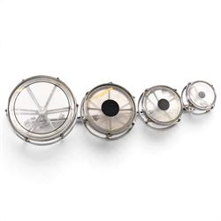 Set of four Remo Roto Toms, with Weather King CS batter heads and chrome tension frames, c...
