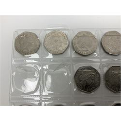 Queen Elizabeth II decimal fifty pence coins, including commemoratives, face value 11 GBP