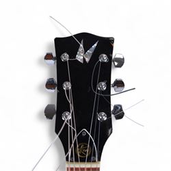 Kay K30 Les Paul style electric guitar, black body and scratch plate, serial no. 70831135, in black hardcase, guitar L100cm