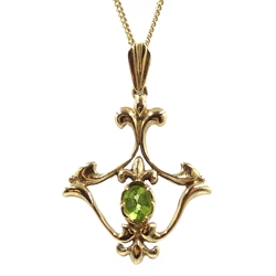  9ct gold peridot pendant, hallmarked on 9ct gold chain necklace stamped 375  