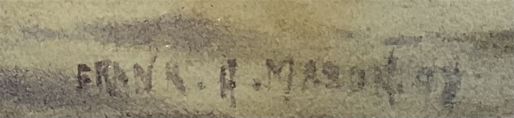 Frank Henry Mason (Staithes Group 1875-1965): Hay Barges at Sunset, watercolour signed and dated '98, 23cm x 34cm