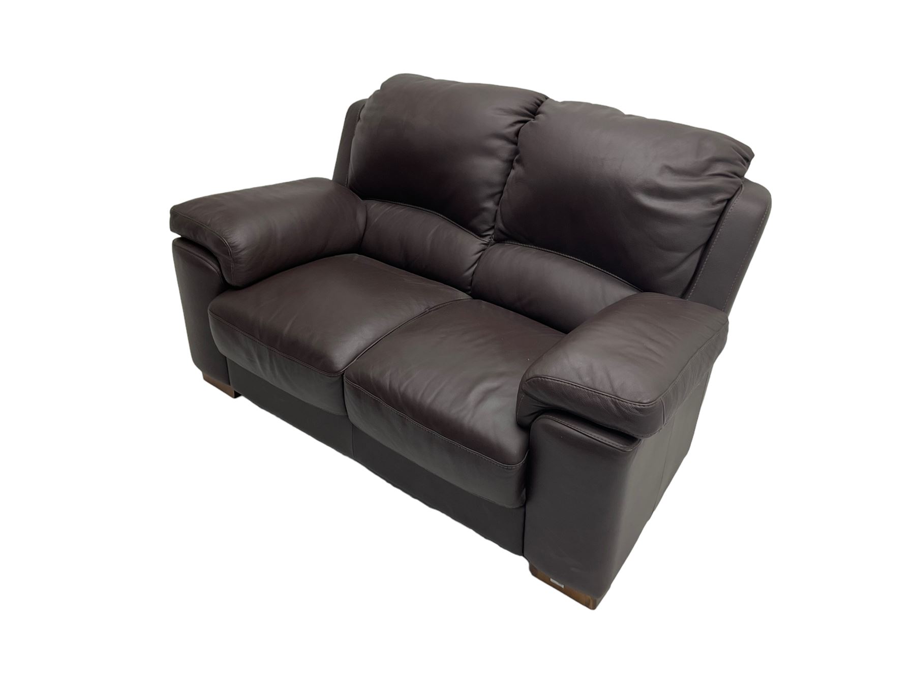 Rogers of York - pair two seat sofas, upholstered in soft brown leather