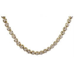  9ct gold and diamond set circles necklace, hallmarked   