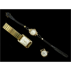  Gentleman's 9ct gold Rotary wristwatch and two ladies 9ct gold wristwatches all hallmarked  