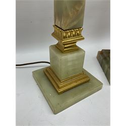 Two onyx table lamps, H57cm