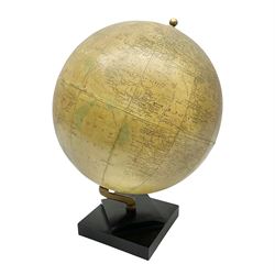  20th century terrestrial globe, raised on stepped square base, H34cm