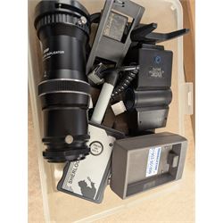 Camera equipment, including Photax Interbrolly, Jessop Zoom Slide Duplicator, Vivitar Auto Thyristor, filters, etc