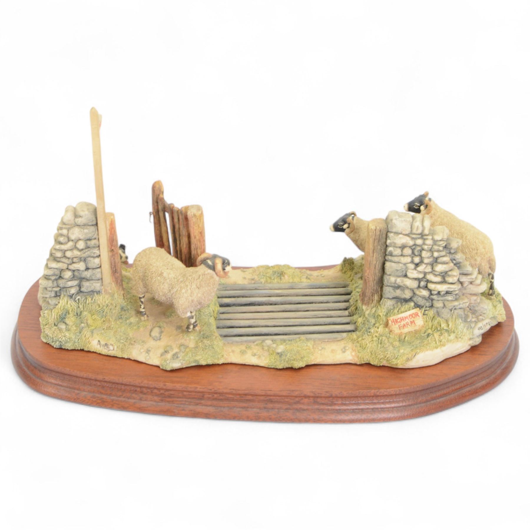 Border Fine Arts Steady Lad, Steady,  model No. JH90 by Ray Ayres, with certificate, and Right Place, Wrong Time No. JH104, both on wooden bases